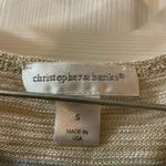 Christopher & Banks  Tan/Blue Striped Knit Short Sleeve top S Photo 1