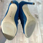 G.I.L.I. Peep Toe Bungee Front Ankle Booties Kaarina Denim Blue High Heels 8.5 Photo 4