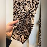 Maggy London Vintage Elegant Black & Tan Floral Button Down Midi Dress Size 12 Photo 6