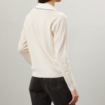 Sandro Alizia V Neck Collared Sweater in Cream and White Photo 2