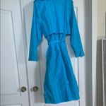 Vintage nylon long Blue rain Trench Coat size 10 Photo 7