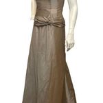 AMSALE Junior Sz 6 Y2K Metallic Brown Casual Evening Tube Full Length Prom Dress Photo 3
