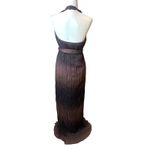 BCB Generation Halter Maxi Dress XS Brown Backless Hoco Sparkle Belted Ombre Photo 5