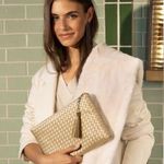 NWT Virginia Wolf Mimi Woven Clutch Metallic Gold Photo 0