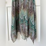Dress Barn  Retro Print Flutter Hem Midi Dress  Teal Green Brown Whimsical Size 10 Photo 3