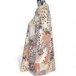 Allison Daley  3/4 Sleeve Leopard Floral Leaf Print Textured Button Down Blouse Photo 2