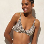J.Crew NWT Lana Bikini Top Classic Sculpt Natural Leopard Photo 0