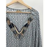 Skemo Women Size Small Blue Printed Sequin Tassel Tunic Swim Coverup Boho Photo 5