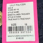 Lilly Pulitzer Breeta Linen Trousers True Navy Size 16 Style #013056 NWT Photo 7