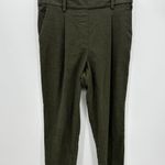 Loft Women Olive Green Flannel Pull On Tapered Pants Stretch Waist Size M Career Photo 0