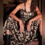 Free People  Size S Charlie Bustier Maxi Dress Black Gold Metallic Whimsigoth Photo 4