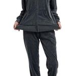 NWT ~ Gray Velour 2 Piece Casual Lounge Pockets Activewear Suit ~ Women's MEDIUM Photo 0