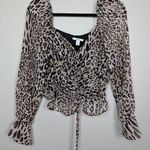 Bar III  animal print metallic striped ruched crop top Medium Photo 0