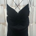 Vintage 100% Silk Black Cutout‎ Long Maxi Dress Fairy Y2K Strappy Formal Gown Photo 2