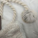 J. Jill Ivory Knit Hat with Furry Pom Poms NWT Photo 3