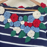 Moschino VTG Cheap and Chic Striped Floral Appliqué Top Size US 10 Cottage Tea Photo 1