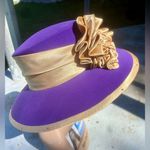 Grace Vintage New With Tags Dead Stock Purple Gold Church Funeral Derby Hat Photo 1
