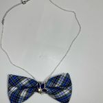 “Dainty Dapper”Blue Plaid Bow Tie Necklace Blue Photo 1