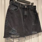 PacSun  Black Cotton Denim Distressed Mini Skirt Zip Front 5 Pocket Size 27” Photo 3