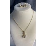 Monet  Gold Tone Round Rhinestone Dangle Earrings and Necklace set Brand NEW Photo 11