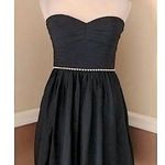 Minuet Short Black Chiffon Pleated Strapless Cocktail Dress w Rhinestones M NEW Photo 0