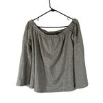 Doe & Rae Gray & White Checkered Balloon Sleeve Off Shoulder Blouse Women Sz M Photo 0