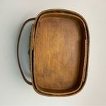 Vintage Basket Purse Molded Floral Velour Wood Lined Picnic Style Green Yellow Photo 10