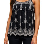 Lavish Embellished Tank Top Sleeveless Party Festival Top Black Small Photo 0