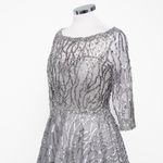 Mac Duggal  -  Silver High Neck Above Elbow Sleeve Embellished A Line Dress Photo 12