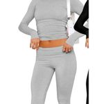 TikTok Famouse Heather Gray Long Sleeve Crop Top Shirt Photo 0