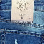 True Craft Super Soft Stretch Jean Cutoff Shorts Tru Craft Distressed Denim Womens 15 New Photo 10