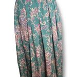 Vintage 90s Talbots Teal Paisley Midi Skirt Rayon Pleated Boho Cottagecore 10 Green Photo 0