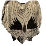 Vintage | Silk Butterfly Black and Silver Sequin Blouse | OS Size undefined Photo 3