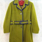 Loden Coat Original Imported Size 6 Coat Belted Button Up West Germany Green Vtg Photo 0