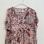 Jennifer Lopez Plus Size Strappy Asymmetrical Top Mauve Purple ish Animal Print Photo 4