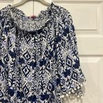 Lilly Pulitzer  Nita Cover Up Womens Blue White Print Off Shoulder Size XS Photo 2