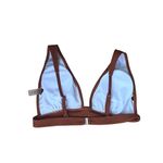 New 2 Piece Ribbed Rust Colored Bikini High Leg Cheeky Bottoms Plunged Top Med Orange Photo 4