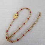 18k Gold Stainless Steel Dainty Elephant Chain Bracelet Red Photo 1