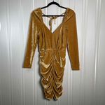 New‎ Mink Pink Women's Golden Bodycon Velvet Touch Ruched Dress Large Photo 1