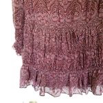 Joie  Dress Snow Silk Mini Floral Paisley Long-Sleeve Port Wine XS NWT Photo 3
