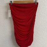 AFRM LOS ANGELES Desani Rhinestone Dotted Ruched Miniskirt Size Medium BNWT Red Photo 1