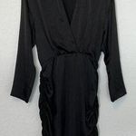 ZARA  Woman’s Ruched Skirt Satin Effect Dress Black Size Small Photo 0