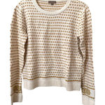LILLA P Patterned Crewneck Sweater Sz Medium White Photo 0