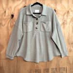 American Eagle Tan Henley Sweatshirt Oversized Sz XS Photo 0