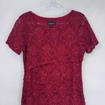 Perceptions Vintage  Tiered Dress Womens Large Red Lace Sequined Festive Holiday Photo 1