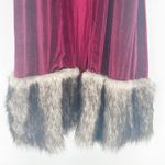 Jennafer Grace Womens Mob Wife Velvet Duster Cardigan Faux Fur Trim XS Burgundy Red Photo 2