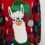 33 Degrees Christmas Holiday Llama Ugly Xmas Sweater Dress Tunic Size Small Red Photo 1