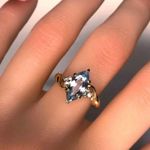 14KT MAGNIFIECENT LIQUID SKY BLUE TOPAZ W/ 6 BRILLIANT DIAMOND ACCENT REGAL RING Gold Photo 3