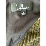 Lulus  Gold Metallic Pleated Long Sleeve Midi Dress Party Cocktail Occasion S fun Photo 5