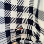 Tommy Hilfiger Women's Blue Gingham Ruffle Sleeve Top Photo 3